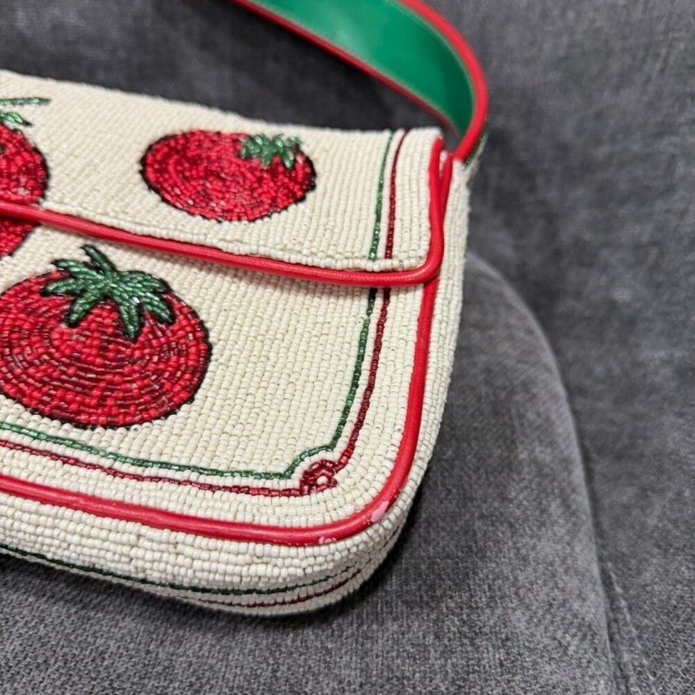 STAUD Tommy Beaded Floral Shoulder Bag Tomato - Picture 15 of 16